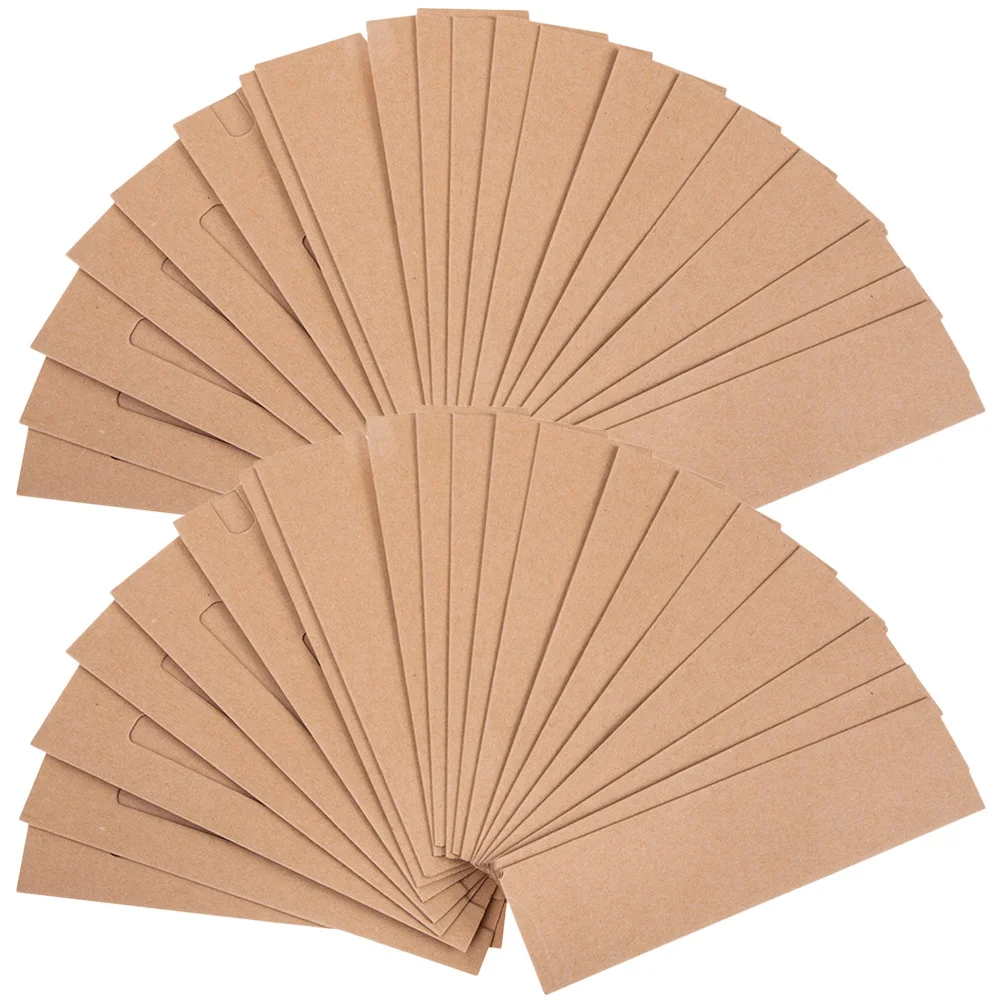 50 Pcs Kraft Paper Pen Case Office Accessories Sleeve Fancy Wrapping Sleeves Khaki Pencil