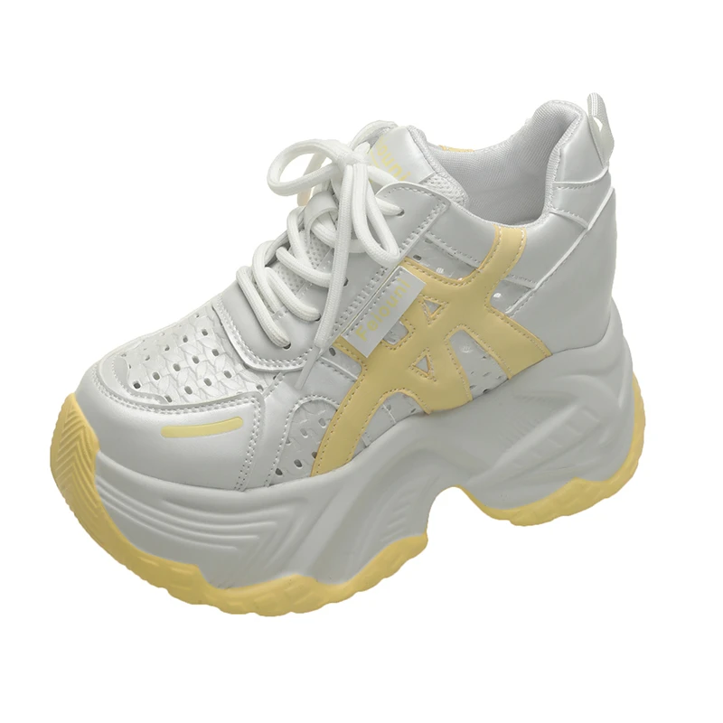 

Новые массивные кожаные кроссовки 10 см, летняя повседневная вулканизированная обувь, женские дышащие сетчатые кроссовки на высокой платформе, спортивная обувь для папы