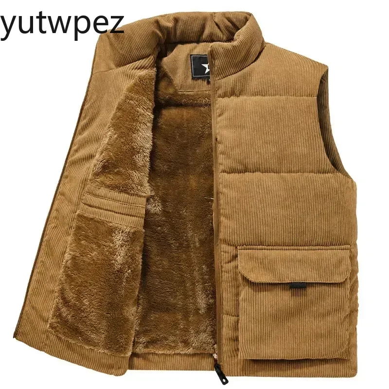 Outdoor Hiking Fashion Wool Vest Male Cotton-Padded Vests Coats Men's Sleeveless Jackets Warm Waistcoats Clothing Plus Size 6XL view 2