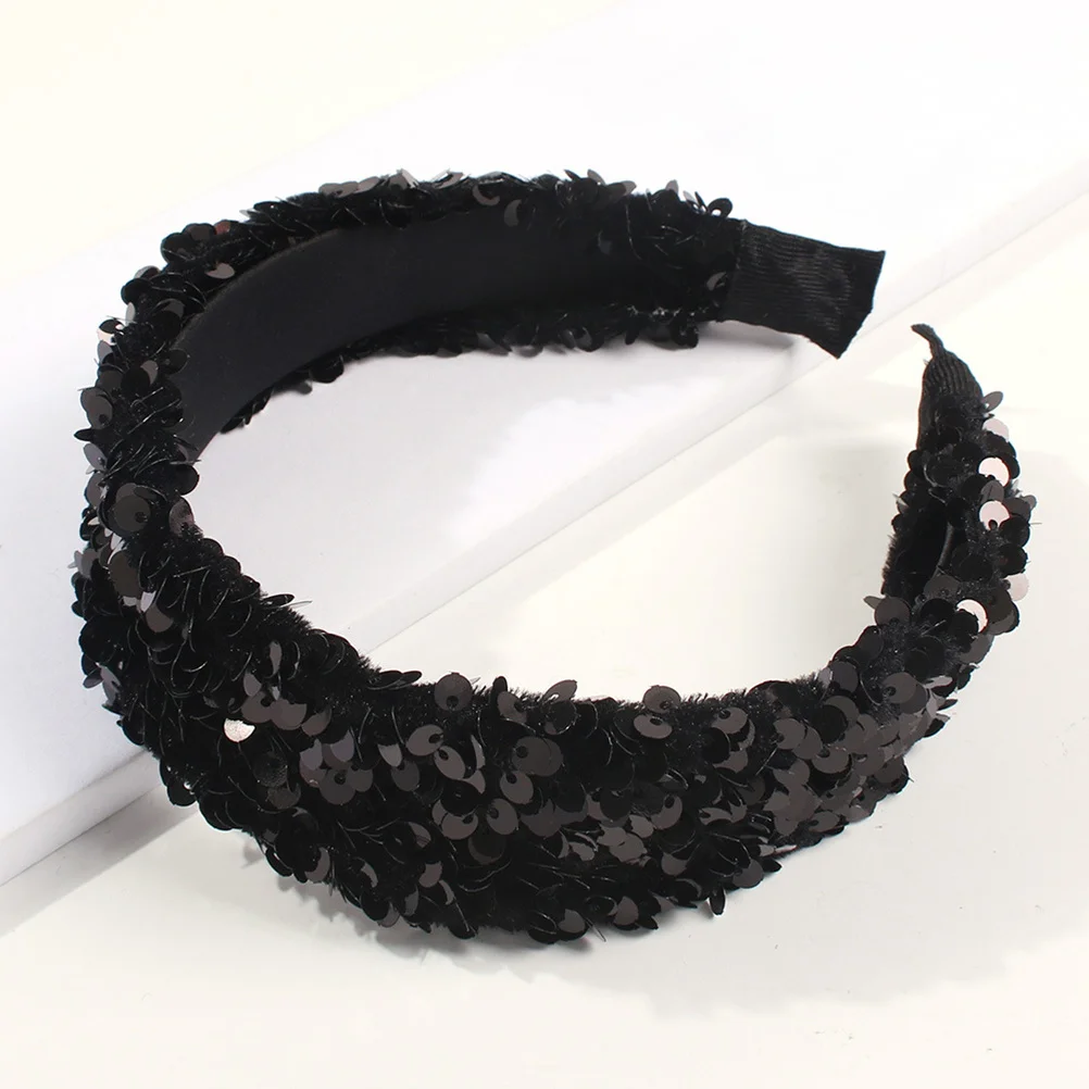 

Sequins Black Hairband Elegant Headwear for Wedding Party Prom Women Hair Hoop Pearl Hair Band Pearl Headband