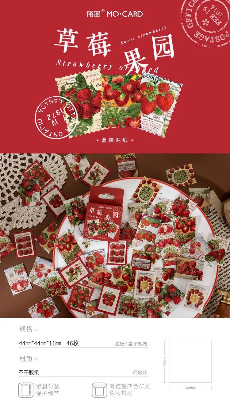 45 Pcs/Set Kawaii Strawberry Cheese Mini Paper Stickers for DIY Album Diary Scrapbooking Label Cute Stationery Decoration