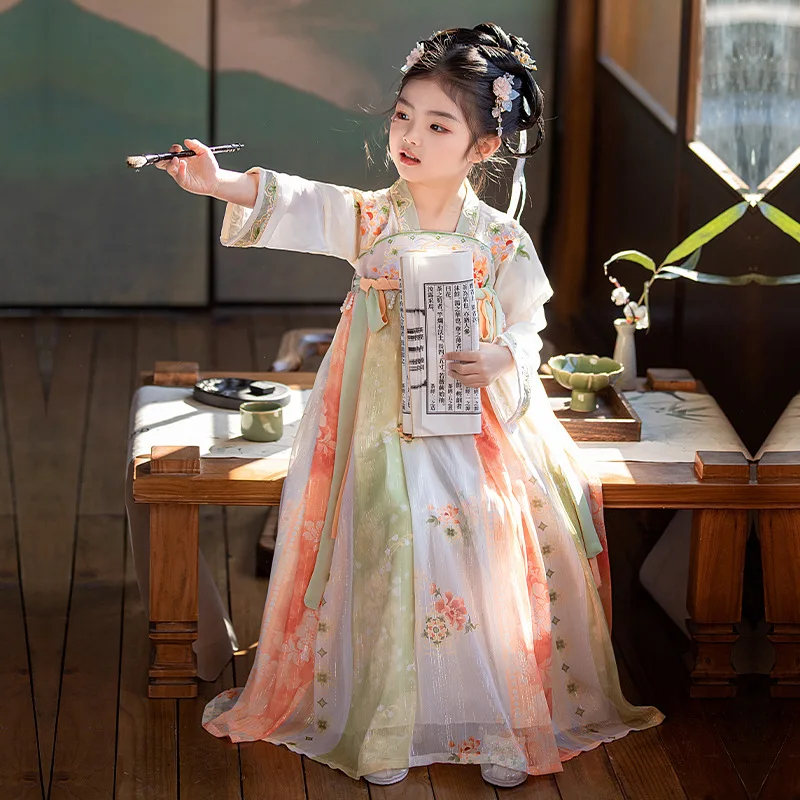 Hanfu chińska sukienka codzienna tradycyjny strój chiński Hanbok eleganckie sukienki imprezowe w stylu chińskim Vintage impreza dla dziewczynek