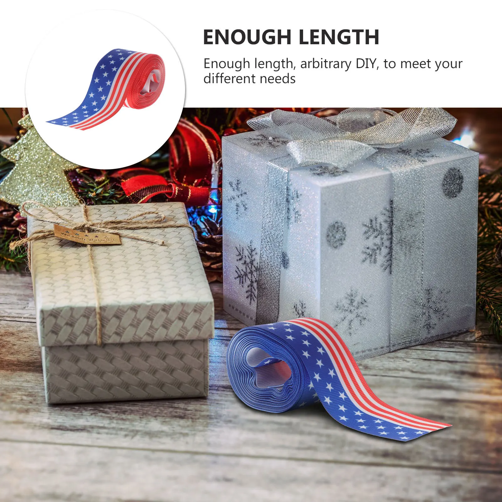 

1 Roll Heat Transfer Printed Polyester Ribbon Bright American Independence Day Design Suitable for Gift Packaging Party