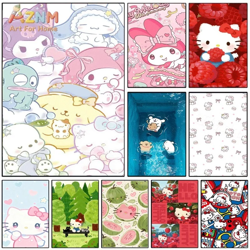 Sanrio Characters Canvas Wall Art Unframed Print Dreamy Cloud Gathering Cute Cartoon Poster for Bedroom Dorm Home Interior Wall