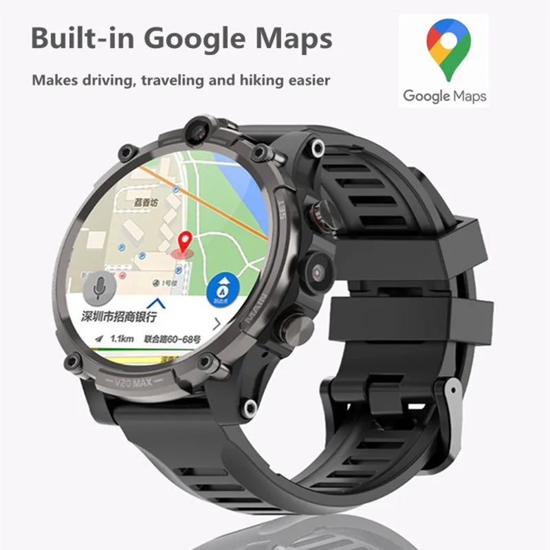 Android 8.1 Smart Watch 4g Sim Card Men Call Mobile Phone Wifi Internet Google Map Navigation Dual Camera Photo Adult 4gb+128gb