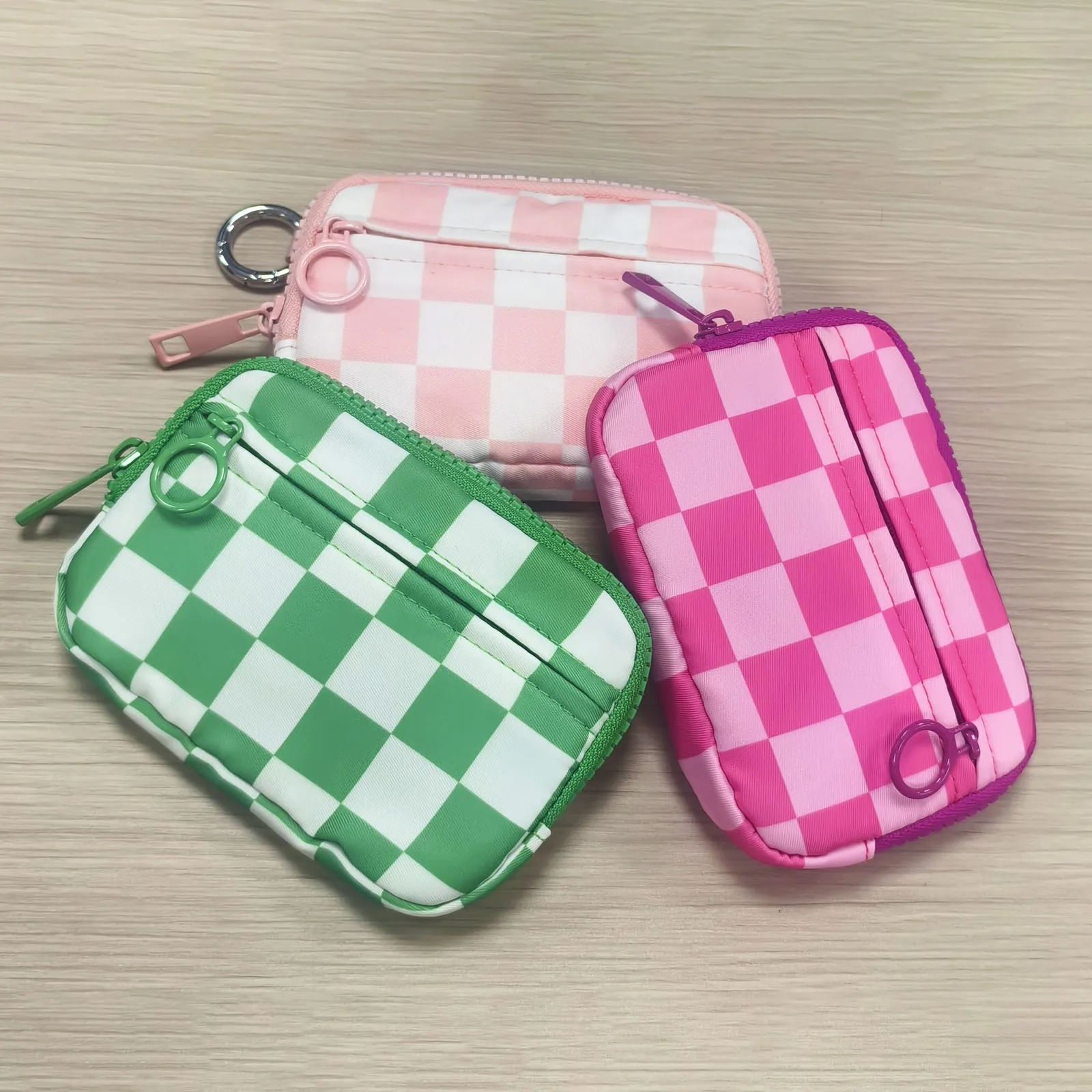 The Iris Wallet Zip Card Case with ID Window Purses for Women Coin Purse with Zipper Mini Portable Keychain Wallet, Red