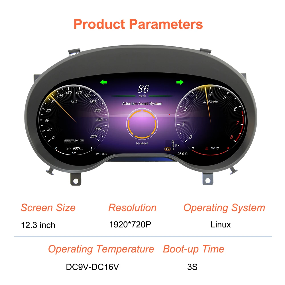 Bonroad 12.3'' Digital Cluster For Mercedes Benz A Class GLA CLA X156 C117 W176 2013-2018 Auto Instrument Speedmeter Dashboard – Detail 3