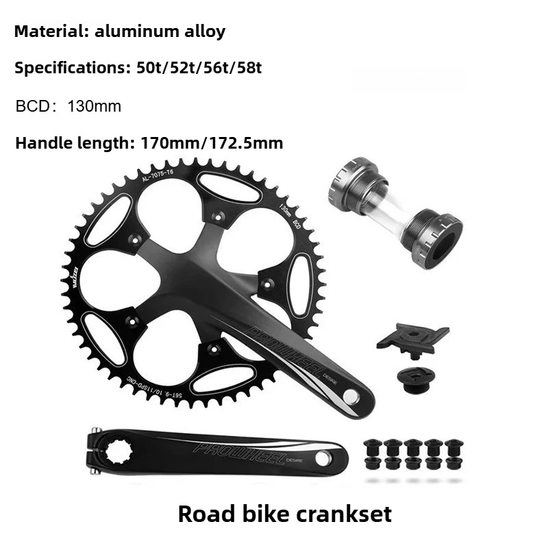 

Bicycle Crankset Mtb Cranks 5-Bolt Single Chainring 130BCD 50T-58T 170/172.5mm Aluminum Alloy Road/Mtb Bike Racing Version