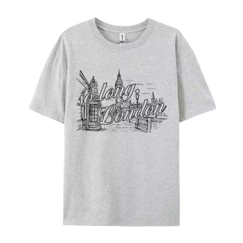 여성용 반팔 팬덤 티셔츠, 너무 긴 런던 빈티지 티셔츠, 트렌디하고 귀여운 음악 콘서트 티셔츠, 레트로 패션 상의