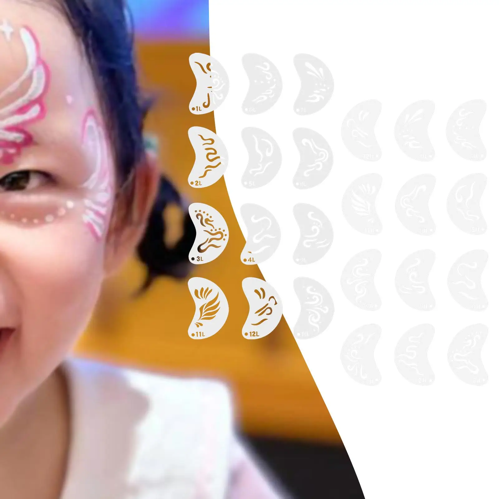 

24Pcs Facial Painting Templates Makeup Art Painting Body Art Templates for Party Masquerade Birthday Stage Performance Holiday