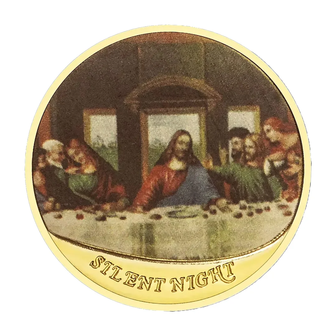 Позолоченная-сувенирная-монета-«Последний-ужин»-Тихая-ночь-Памятные-монеты-Иисус-Христианское-коллекционное-искусство