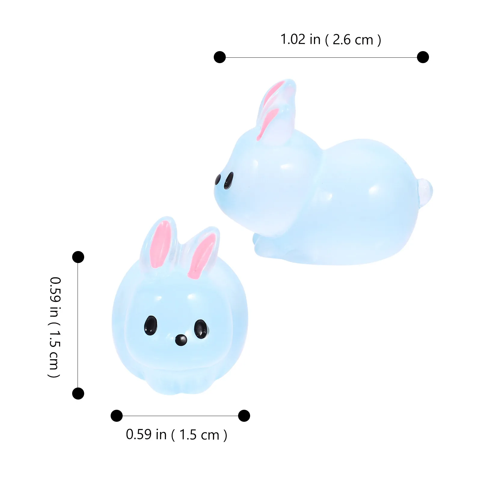 25Pcs Glow in Dark Bunny Resin Ornament Adorable Desktop Garden Miniature Decor for Easter Home Office Tabletop Micro Landscape