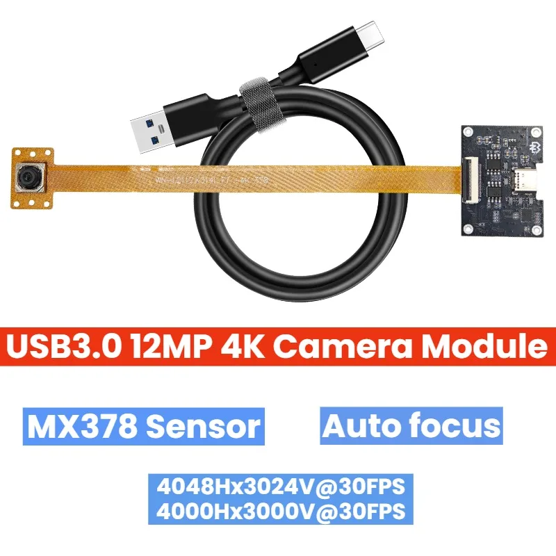 

Модуль камеры 12 МП 4K USB3.0 IMX378 Type-C с автофокусом, Plug and Play, UVC для машинного зрения, биометрии, умного города, медицины и образования