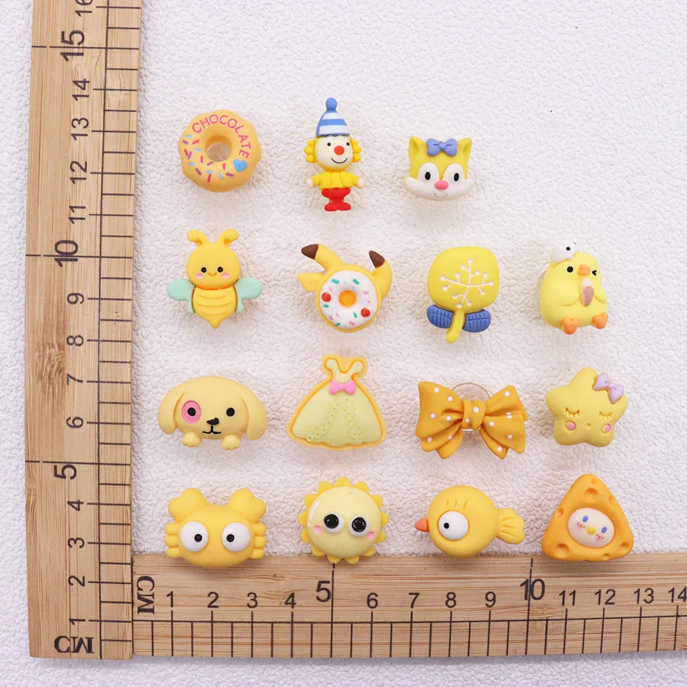 1Pcs Resin Crab Dog Clown Yellow Series Bowknot Boys Girls Shoe Charms Star Donut Accessories DIY Birthday Gifts