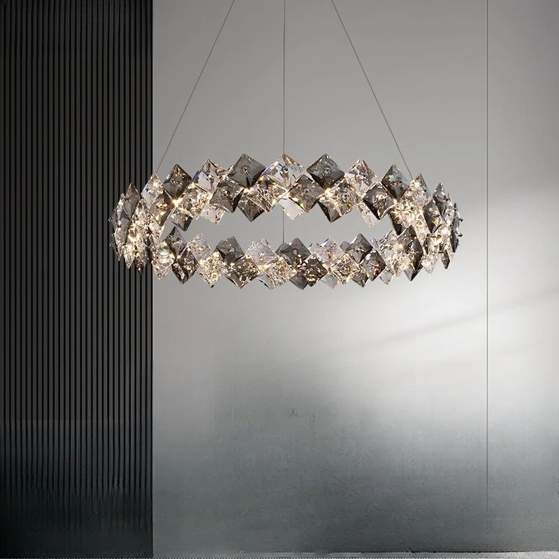 

Italian minimalist living room chandelier light luxury high-end crystal chandelier modern minimalist living room lamp hall main