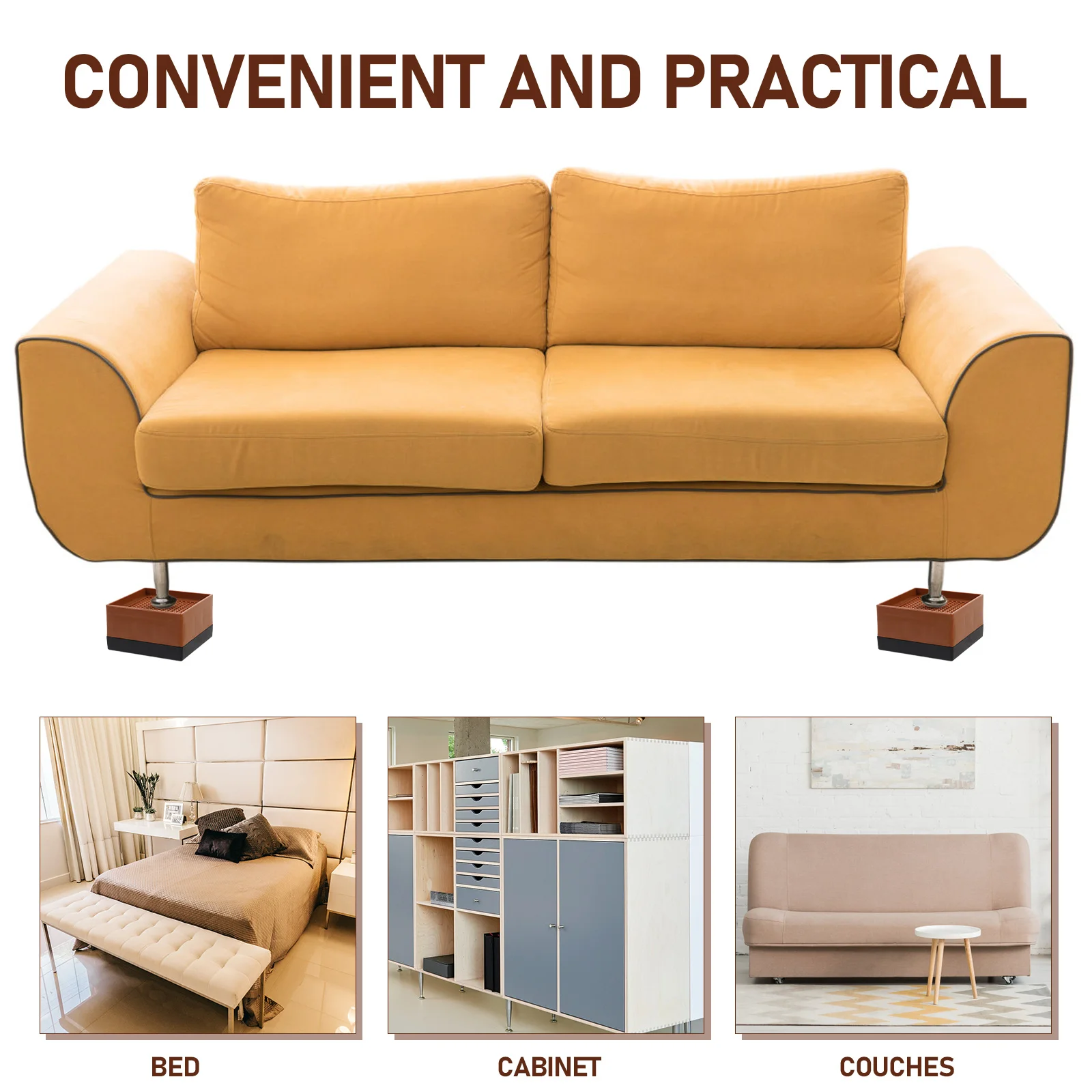 

4 Pcs Non-slip Mat niture Riser Set Risers Table Bed Lifts Soft Rubber for