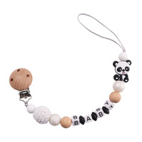 Baby Pacifier Clips Chain Silicone Beads Panda Teether Toys Baby Pacifier Clip Panda Dummy Chains Newborn Baby Shower Gift