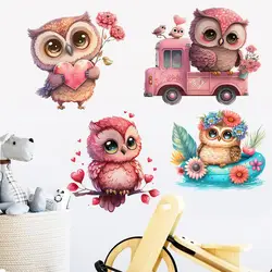 M238 Parrots Birds Owl Heron Floral Cartoon Animals Wall Sticker Bathroom Toilet Decor Living Room Cabinet Refrigerator Sticker