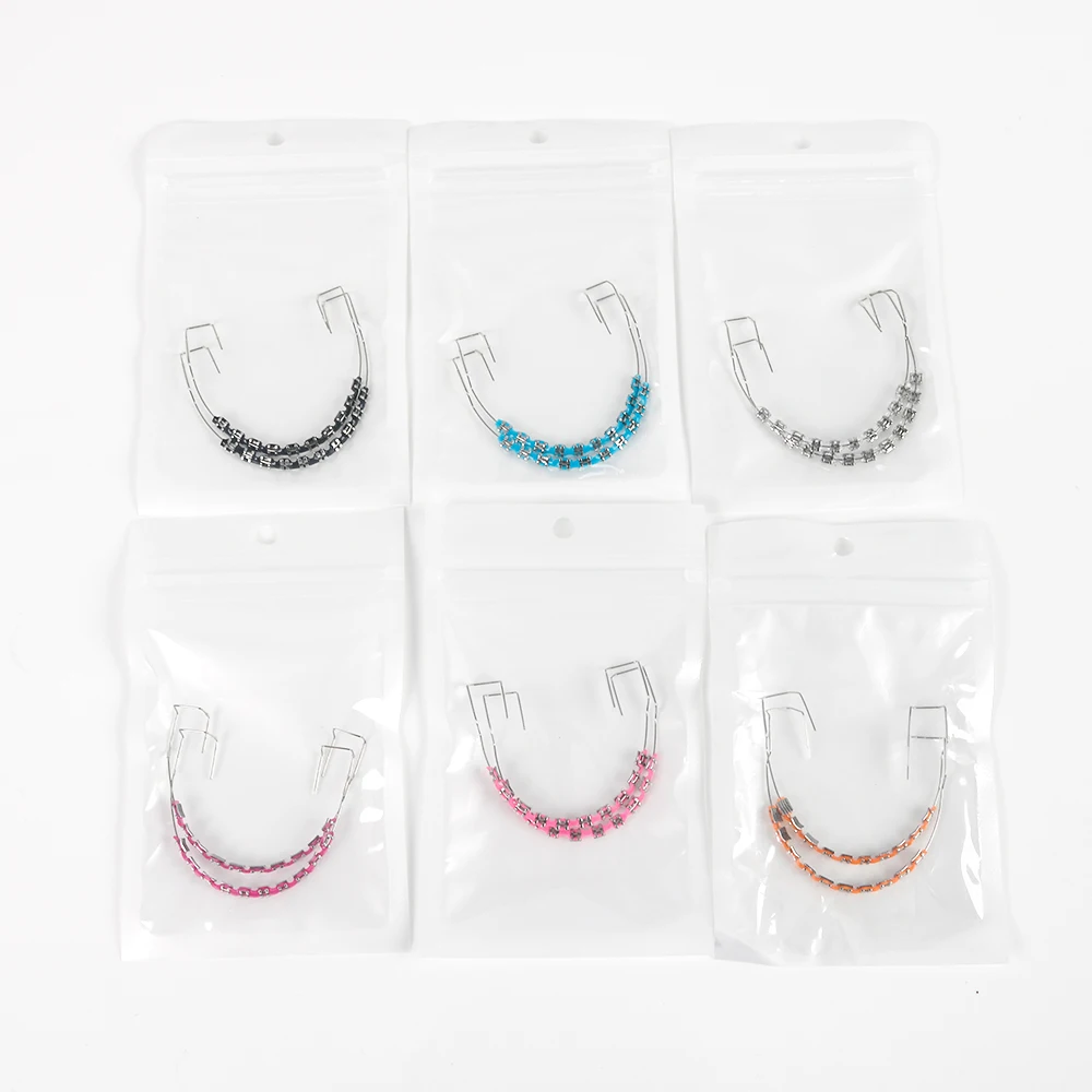 

6 Pair Braces with Metal Wire Dental Decorations Orthodontic Ligatures Dental Brackets Oral Decorations Colorful Braces