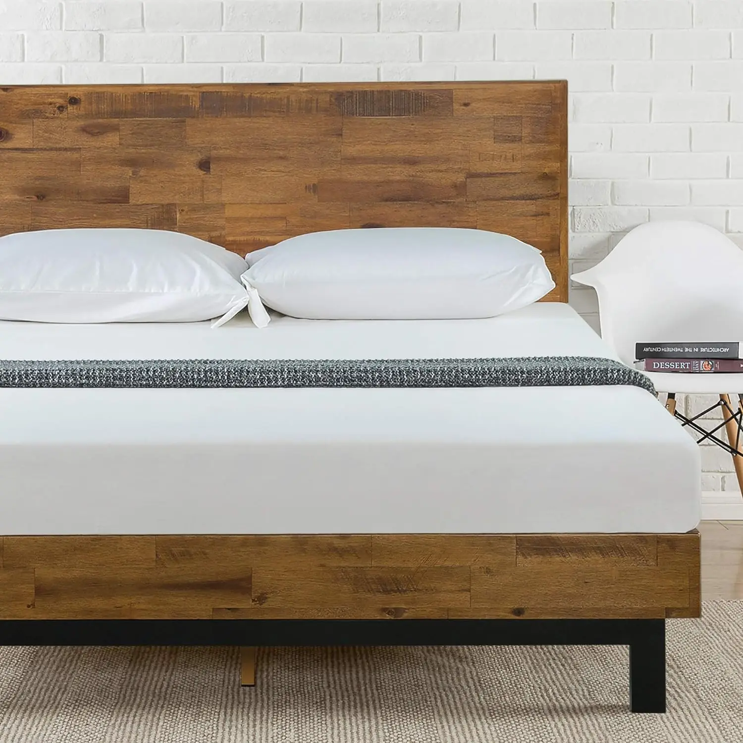 ZINUS Tricia Wood Platform Bed Frame, Adjustable Headboard, Wood Slat Support, No Box Spring Needed