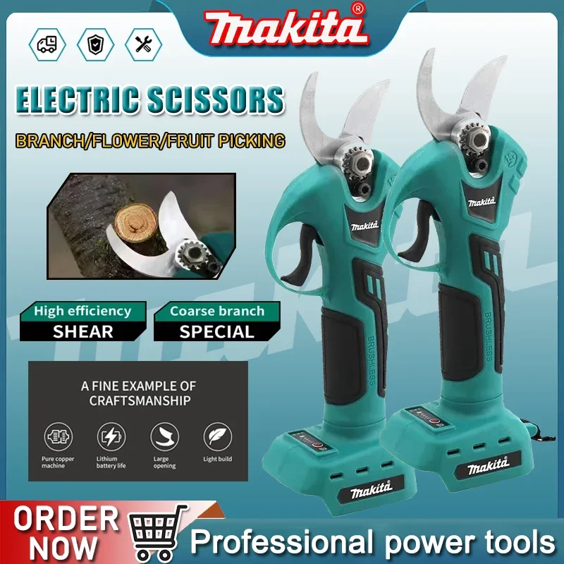 

Makita Brushless Electric Pruner 4 Gears Cordless Handheld Orchard Shrub Pruning Tree Branches Cutter For 18V Battery