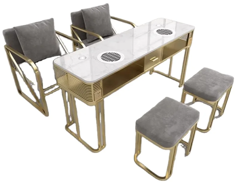 Come with Vacuum Cleaner Nail Desk and Chair Set Single Double Triple Multi-functional Nail Desk Full Set of Marble