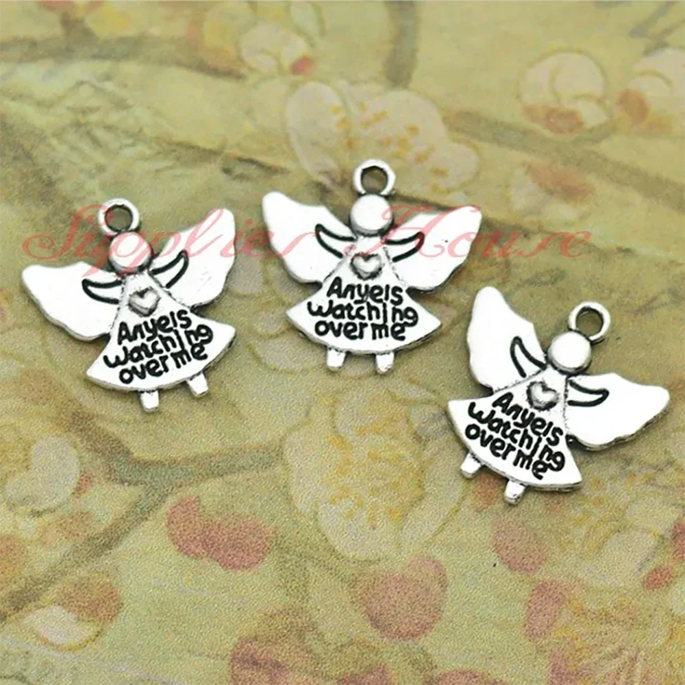 20pcs/lots Vintage Guardian Angel Fairy Charms Cupid Heart Pendants For Diy Jewelry Making Findings Supplies Accessories