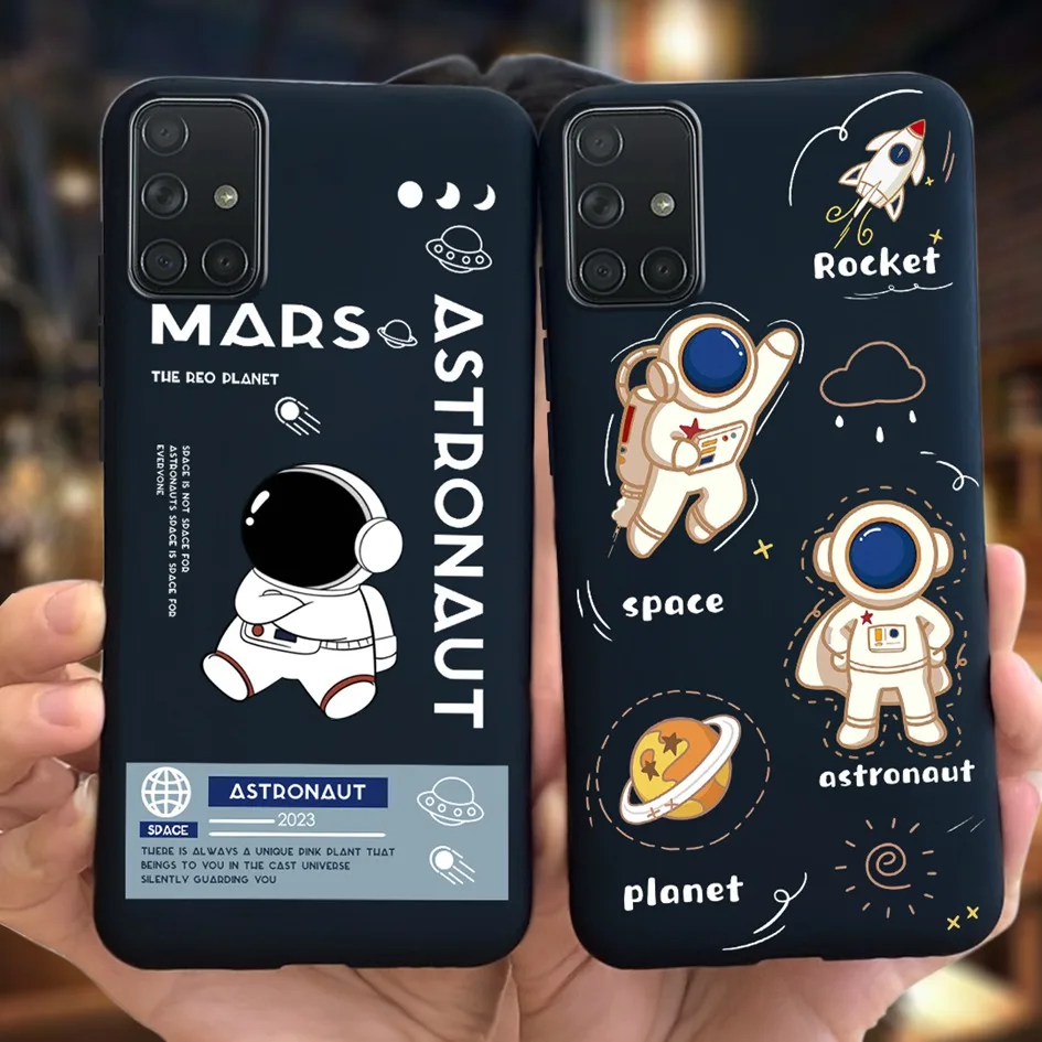 For Samsung Galaxy A51 Case SM-A515F Cover Cute Astronaut Silicone Shockproof Funda For Samsung A31 A51 A71 4G Phone Case Bumper