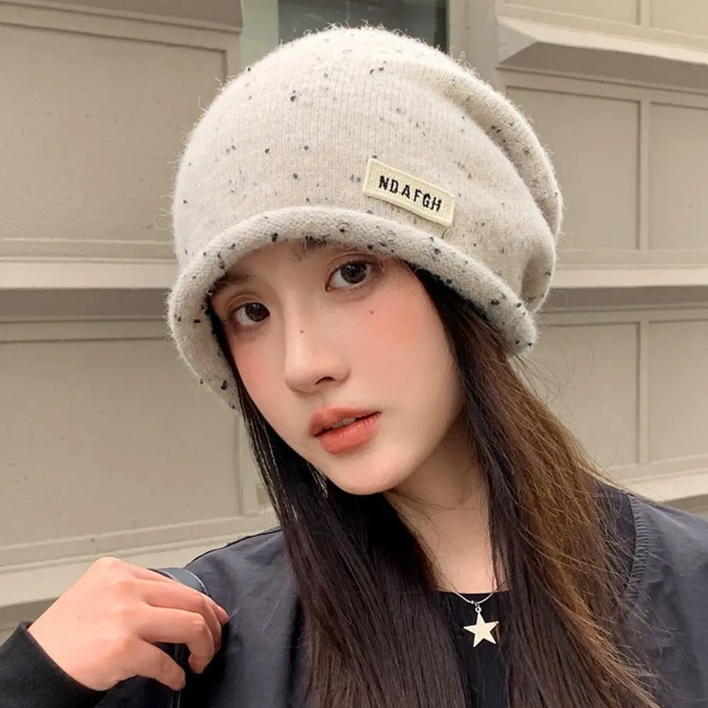 

Casual Vintage Winter Pullover Hat Trendy Breathable Wool Beanies Hat Korean Style Coldproof Knitted Hat Outdoor