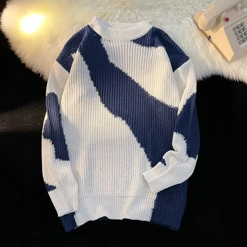 

Loose Men's Knitwear Sweater Large Size 250 Pou Lazy Sle Inner Wear Autumn Winter Japanese Retro Sle Baseball Collar D...