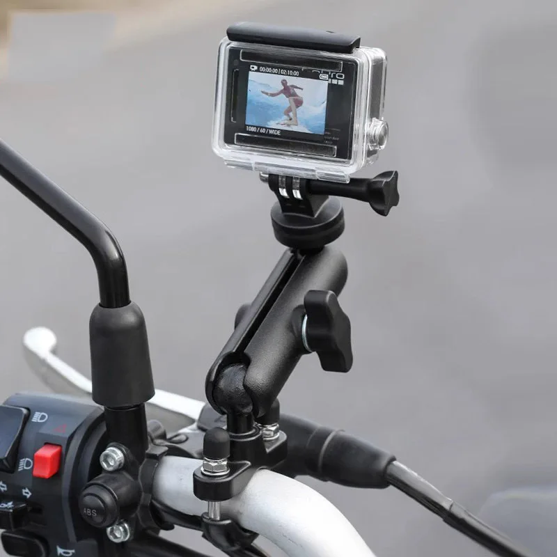 

360° Motorcycle Handlebar Mount Aluminum Holder Bike Bracket For GoPro Hero 12 11 10 9 8 Insta360 Osmo Action Camera Accessories