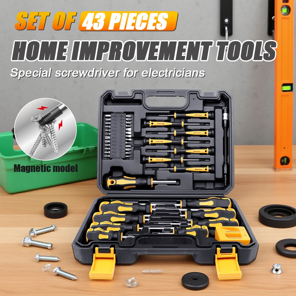 

Portable Magnetic Screwdriver Tool 43-Pieces Set Phillips Slotted Torx Screwdriver Combination Set Hand Tool with Case
