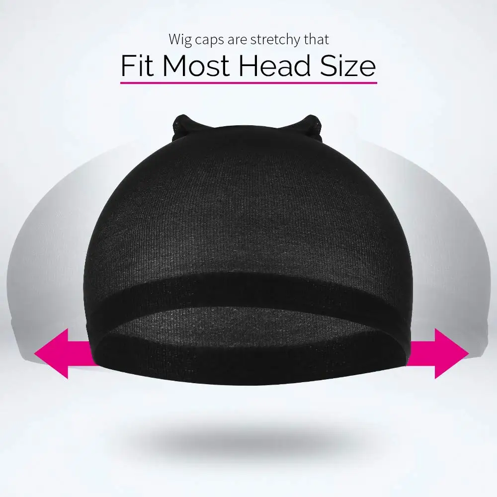 جوارب قبعة شعر مستعار 4 قطعة قبعات شعر مستعار شبكية منسوجة شبكة شعر مستعار لإغلاق الشعر وقبعات شعر مستعار شبكة صيد السمك للنساء باللون الأسود