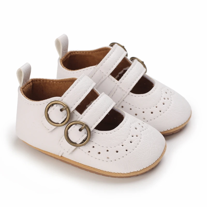 Baby Casual Schoenen Baby Non Slip Rubber Zachte Zool Platte Pu Eerste Wandelaar Pasgeboren Streep Decoratie Mary Janes