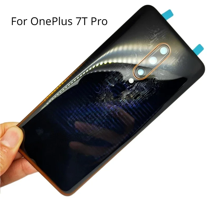 

Задняя стеклянная крышка батарейного отсека для OnePlus 7T Pro, задняя панель корпуса телефона для One Plus 7Tpro, Крышка батарейного отсека + объектив камеры