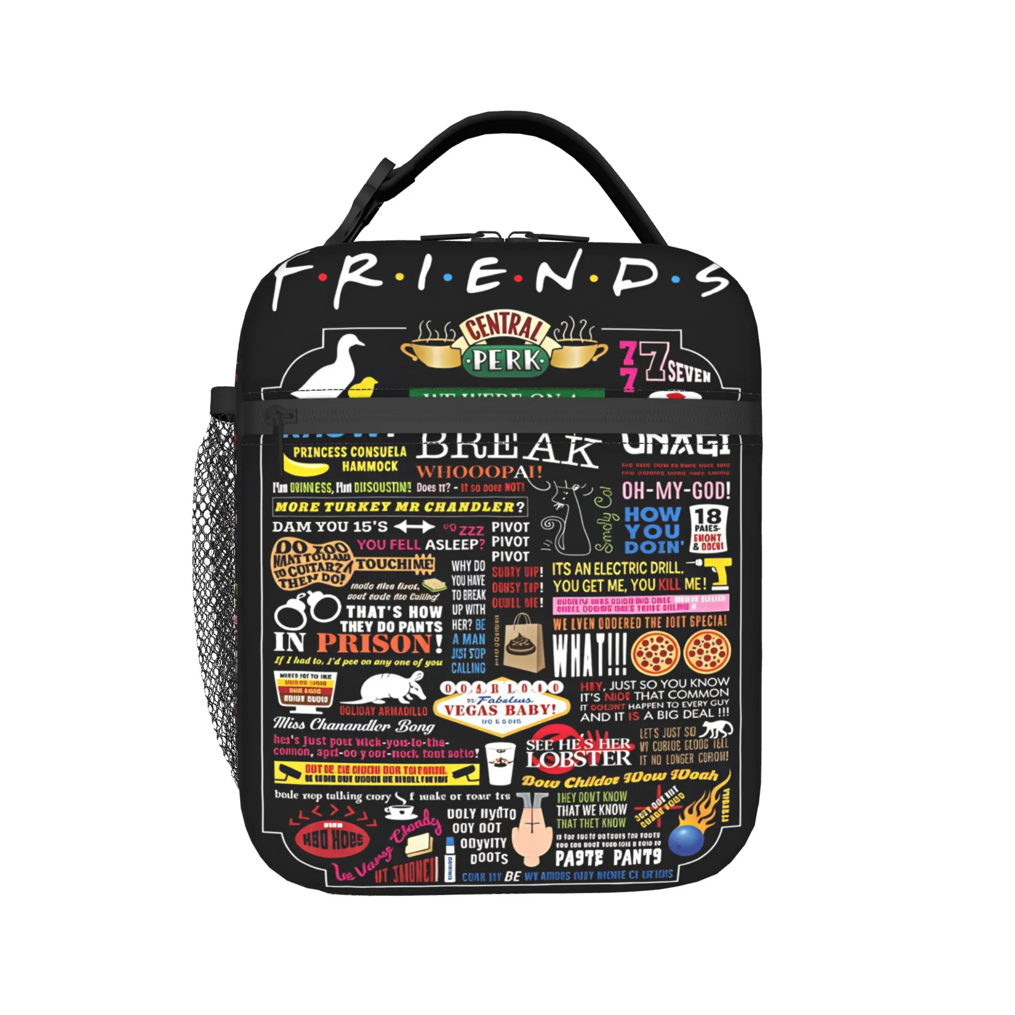 

Friends TV Show Lunch Bag Retro Lunch Box Outdoor Picnic Convenient Tote Food Bags For Women Waterproof Graphic Cooler Bag