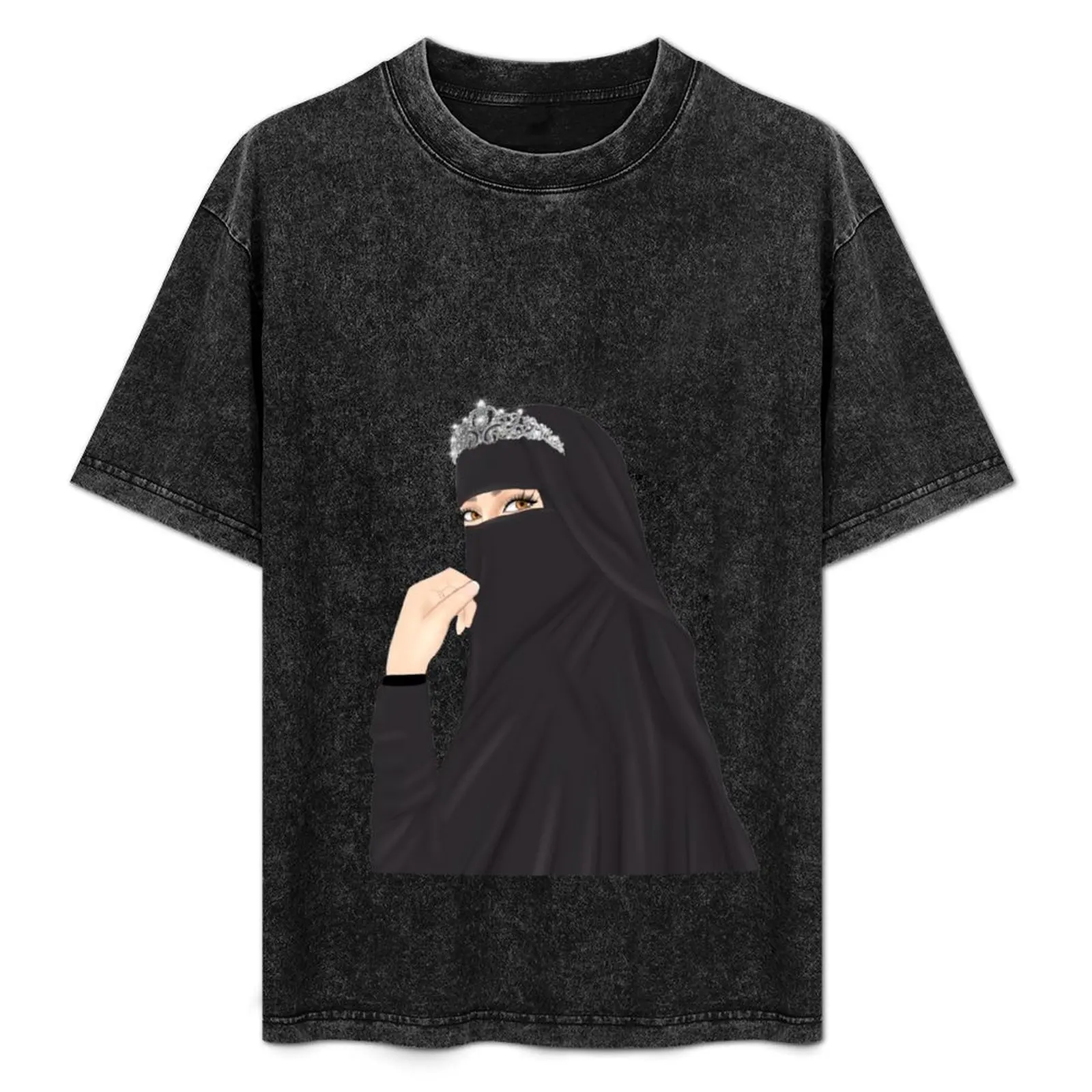 Niqab hijab princess drawing wearing crown T-Shirt tees customs summer top t shirt for men