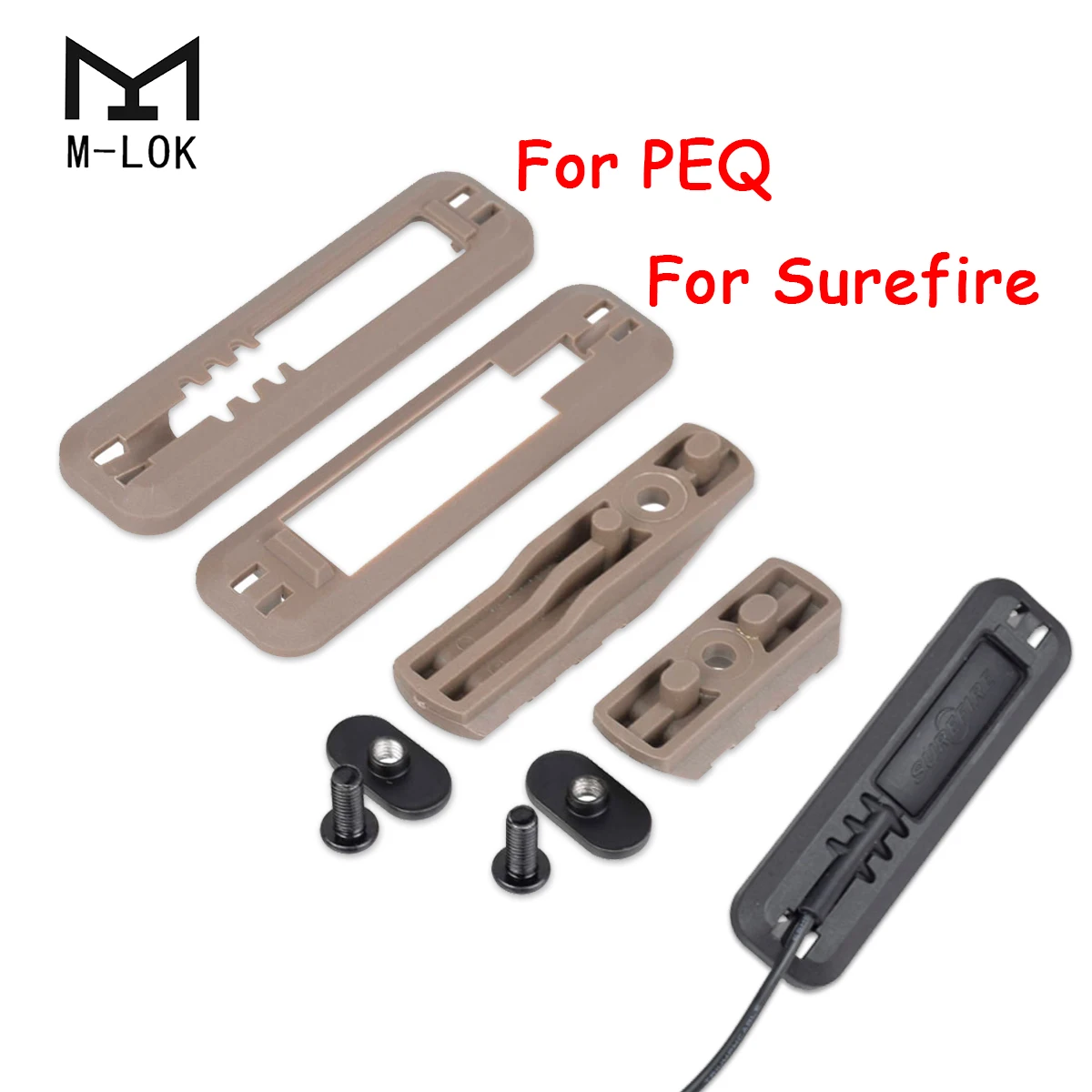 Tactical 8PCS/SET MOE Rail Tape Switch Mount Plate Airsoft Accessories For Weapon PEQ Surefire M300 M600 Flashlight MLOK Switch