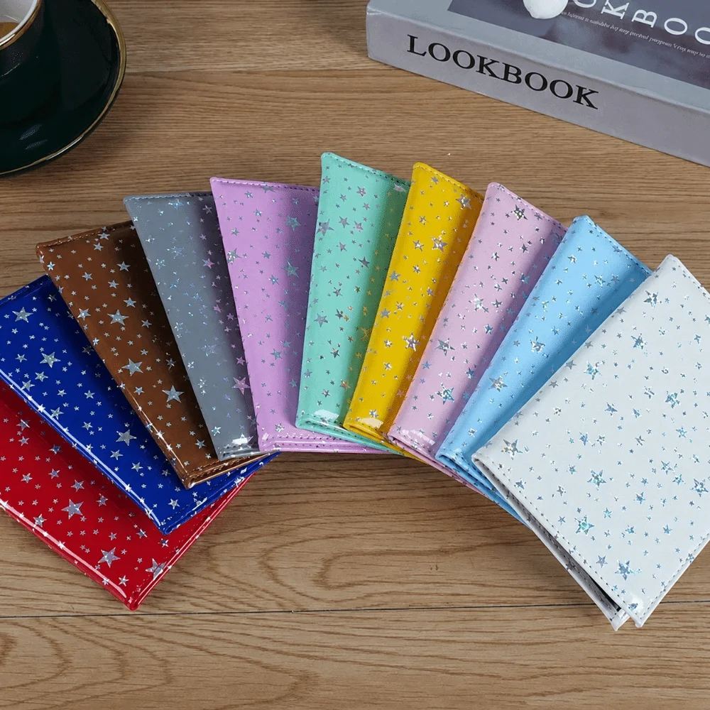 Creative Glitter Star Print Passport Holder PU Leather Multi-Card Passport Cover Travel Document Protector