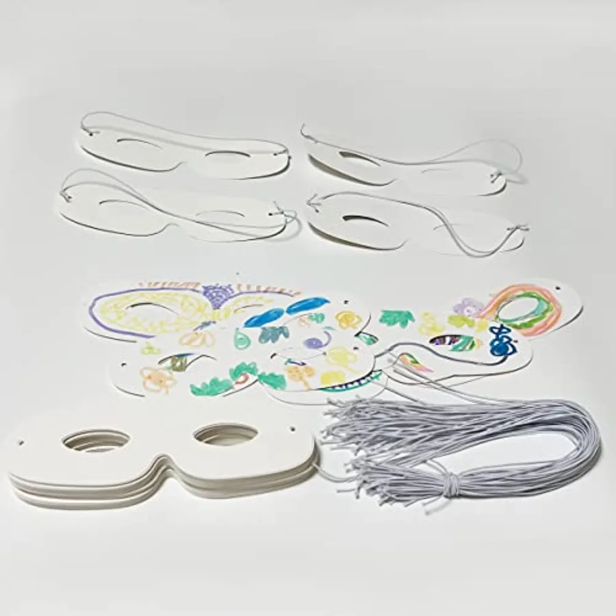 72-Pack weiße Papier-Augenmasken für Kostümpartys und Halloween-Dekoration, schlichte DIY-Rohlingsmasken, ideal für individuelles künstlerisches Design