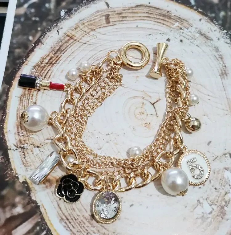Trendy Pearl Tassel Bracelets for Women Bijoux Crystal No.5  Luxury Pulseiras Feminina Gift Jewelry
