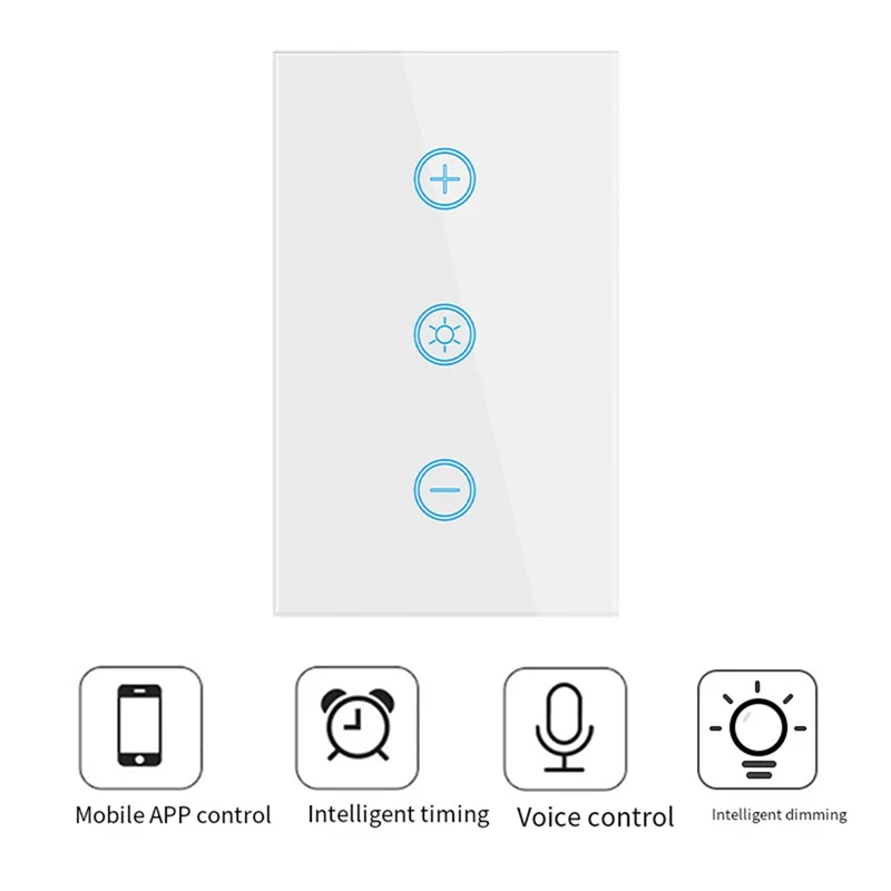

【Hot-Selling!】Tuya Wifi Smart Dimmer Switch US Wall Touch Switch Smart Glass Panel Smart Life APP Control Work For Alexa Google