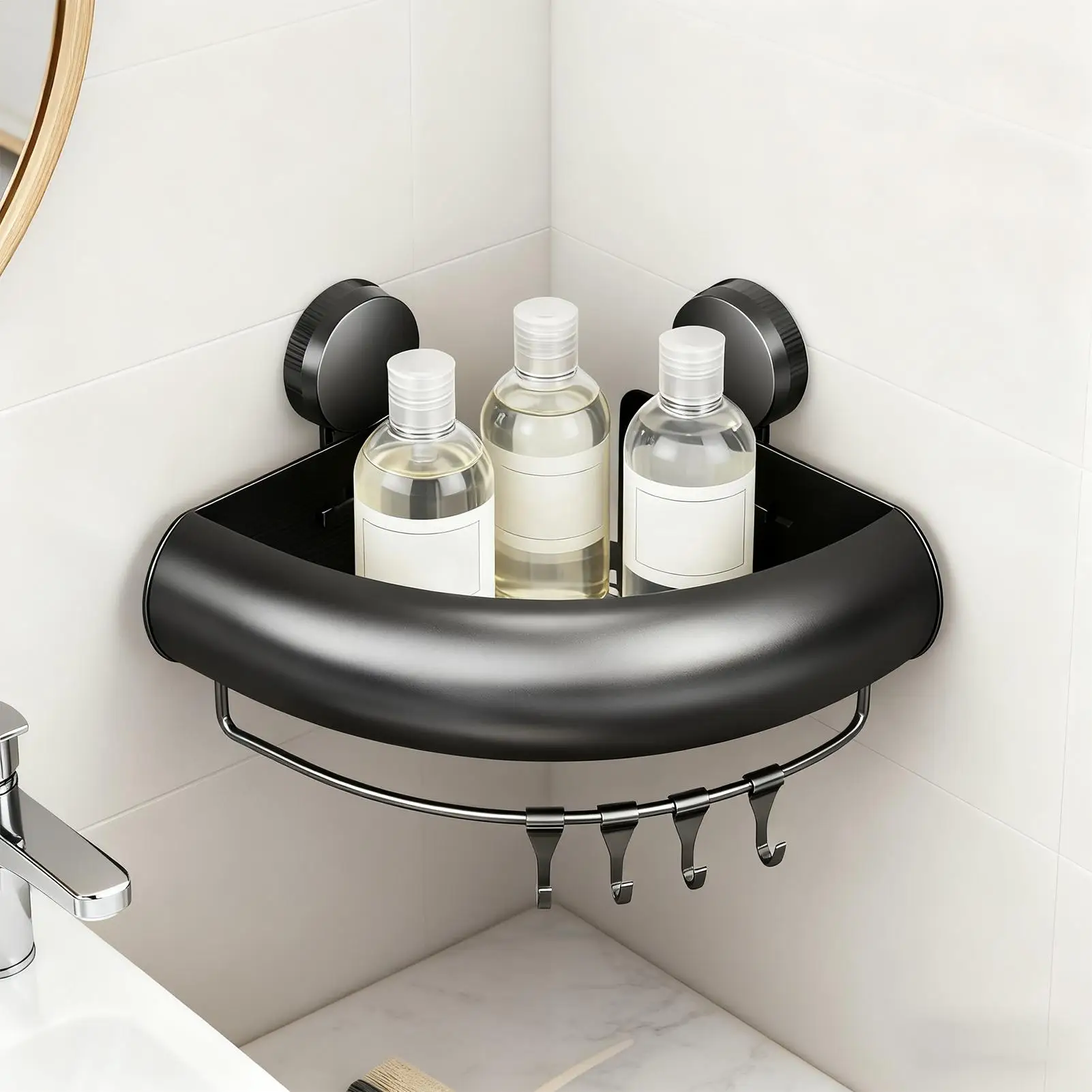 

1 шт., полка для шампуня для ванной комнаты, полка для душа на присоске, стеллаж для хранения, бесплатная стойка, угловая вешалка для полотенец, стеллаж для ванной комнаты, стеллаж для хранения