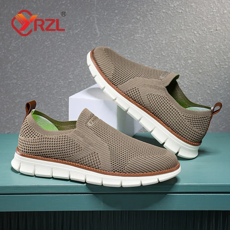 

YRZL Shoes for Men Loafers Trendy British Style Mens Casual Shoe Mesh Breathable Lightweight Casual Sneakers Versatile Man Shoes