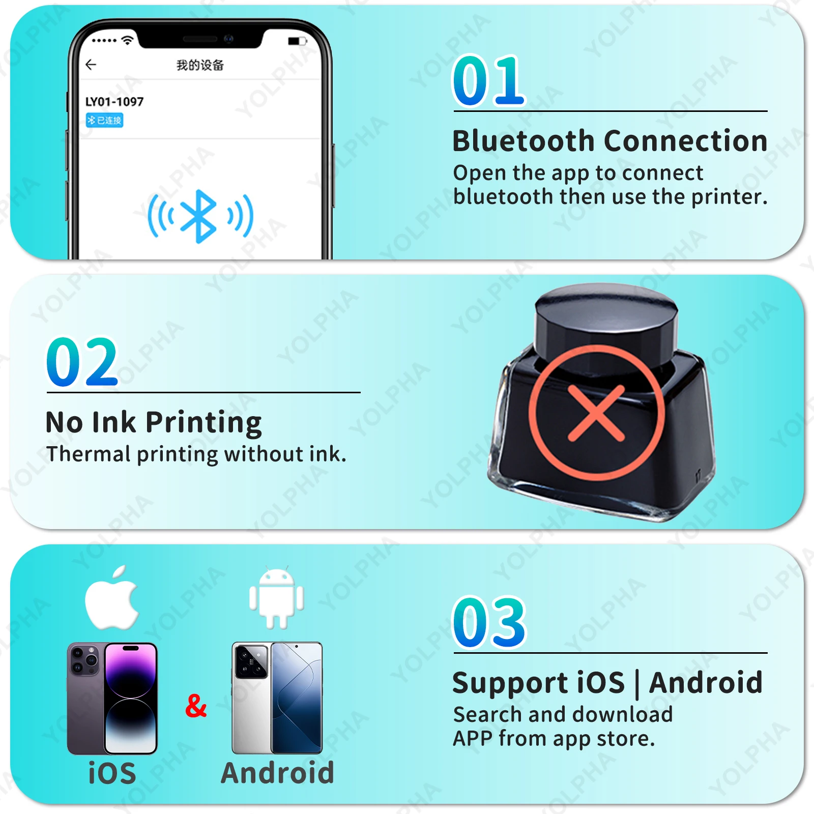 Mini Pocket Printer Portable Inkless Hand held Printer Bluetooth Wireless Mini Thermal Printer Cat iOS Android APP Gift for Kid