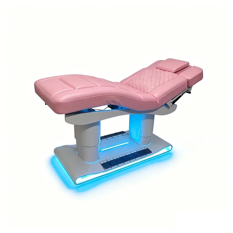 Modern Tufted Fabric Beauty Salon Massage Table Bed 4 Motors Electric Adjustable Facial Spa Bed for Cupping Treatment