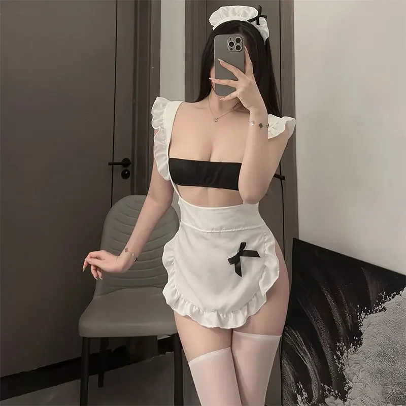 Cosplay Erotica Nightwear Role-playing Uniform Lolita Dress Sexy Lingerie Exotic Open Style Hot Mini Skirt For Sex Maid Costume