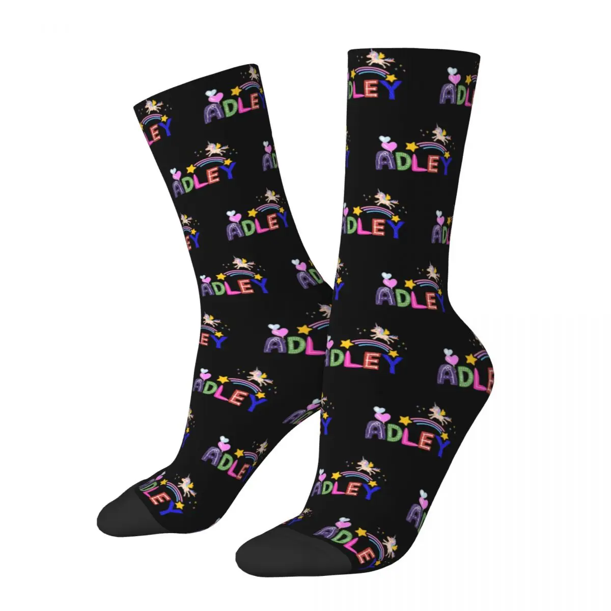 A For Adley Socks Men Women Polyester Happy Colorful Rainbow Unicorn Socks Spring Summer Autumn Winter Middle Tube Socks Gifts