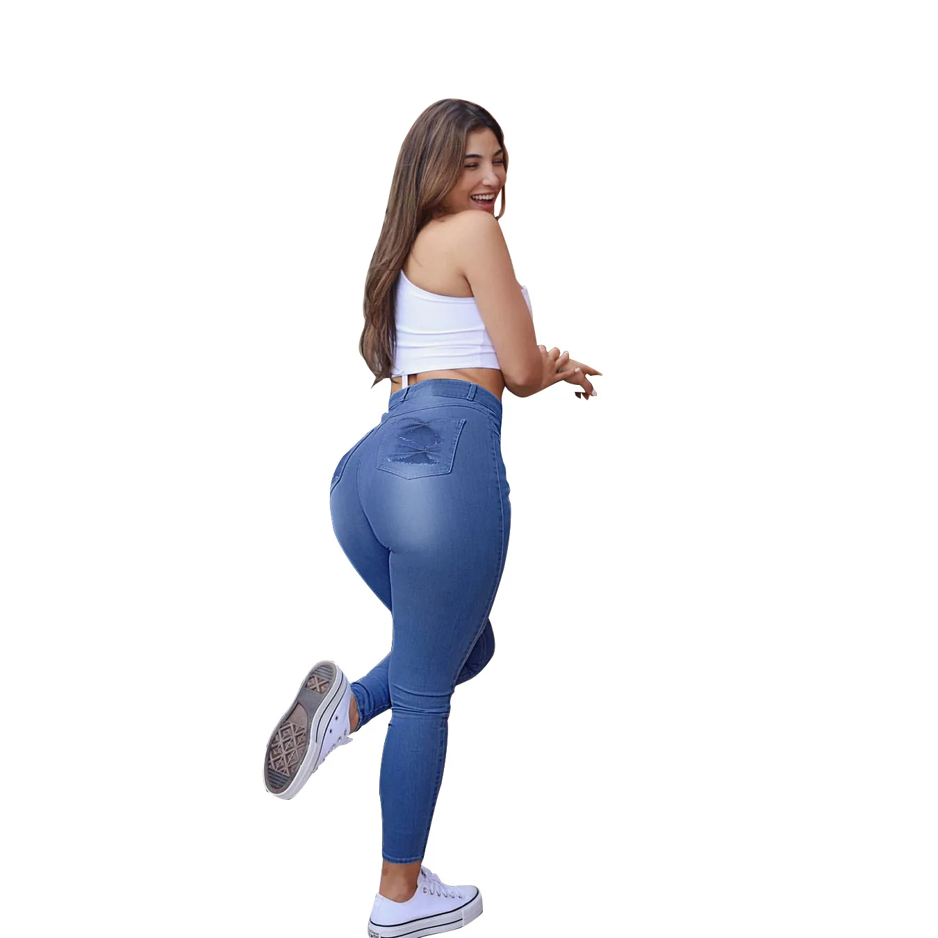 Heißer Verkauf Neue Hohe Taille Dünne Jeans Für Frauen Mode Stretch Dünne Denim Bleistift Hosen Casual Hosen Weibliche Kleidung S-3XL