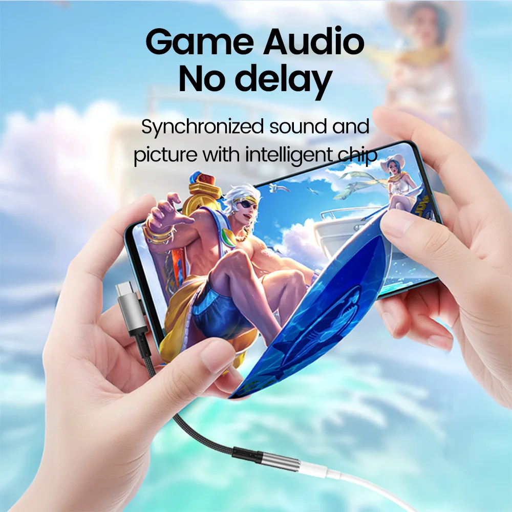 Elough-Adaptador de Audio 2 in 1, conector de 3,5mm a tipo C, convertitore di auriculares de iluminación para Iphone 15, Samsung,